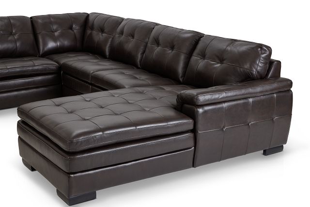 Braden Dark Brown Leather Medium Right Chaise Sectional