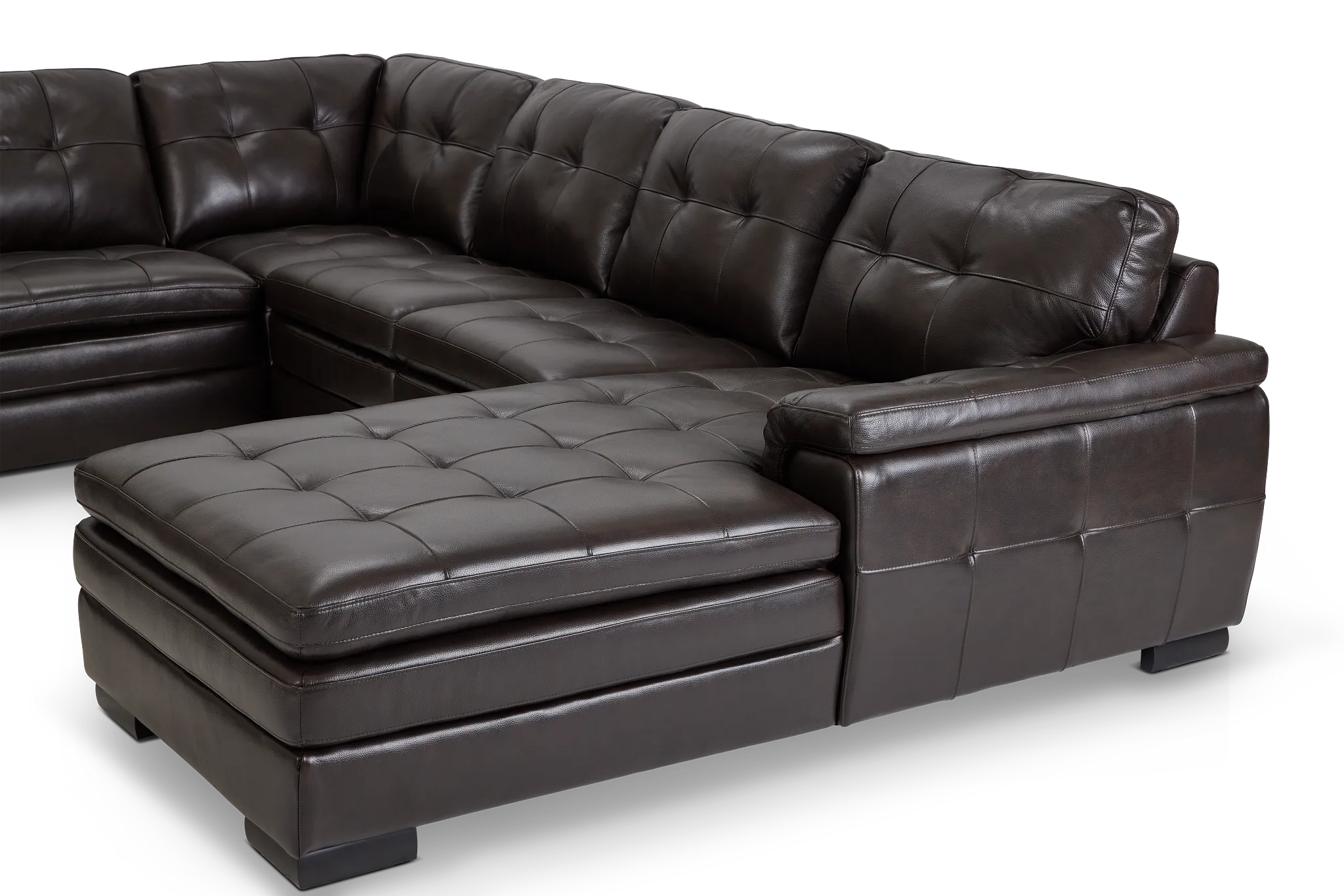Braden Dark Brown Leather Medium Right Chaise Sectional