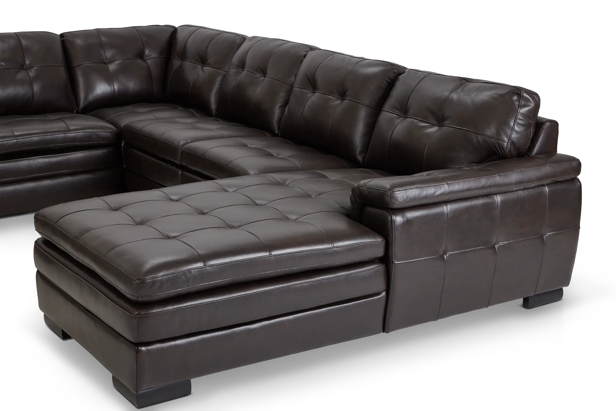 Braden Dark Brown Leather Medium Right Chaise Sectional Braden Dark Brown Leather Medium Right Chaise Sectional