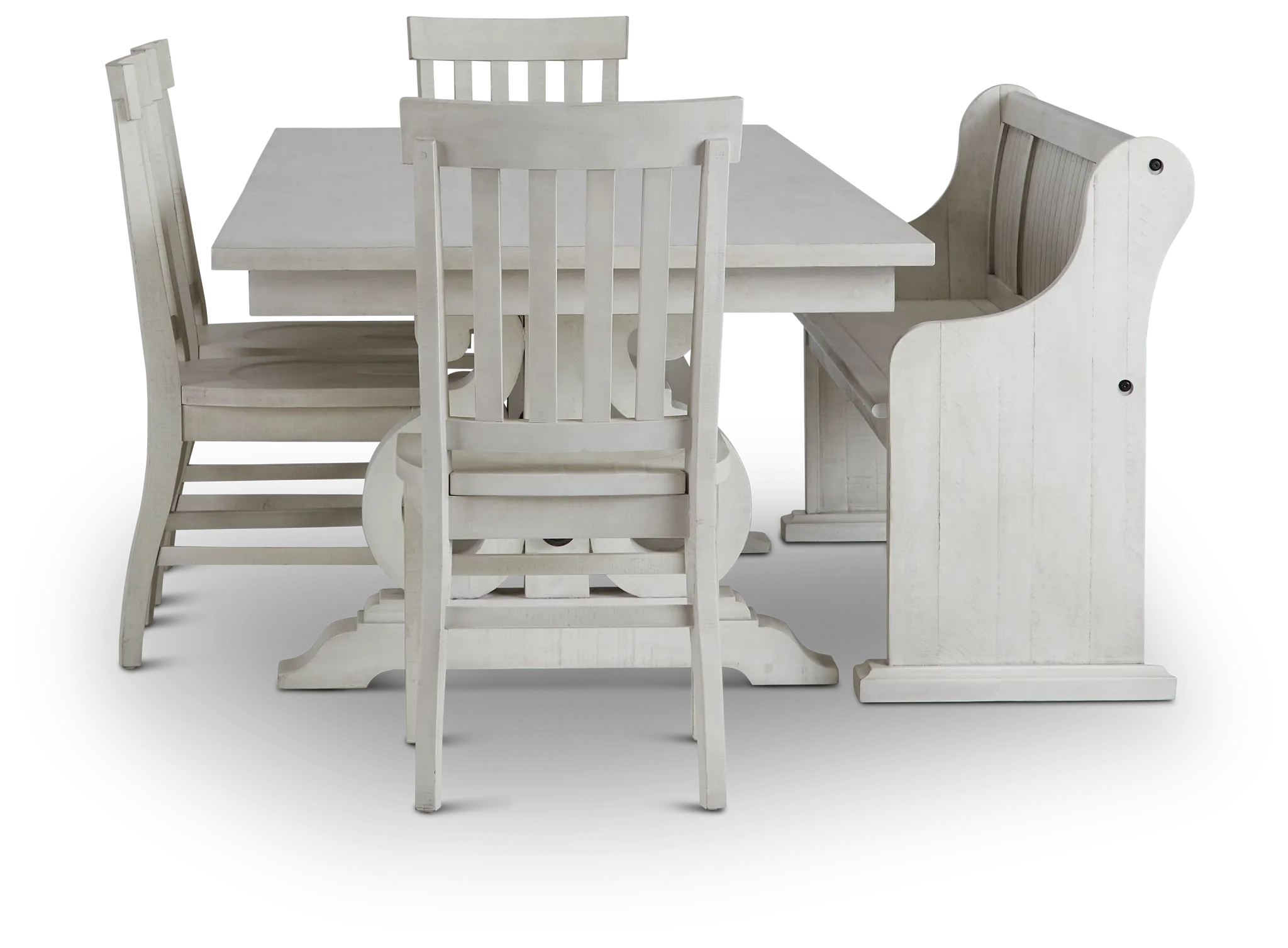 Sonoma Ivory Trestle Table, 4 Chairs & Bench