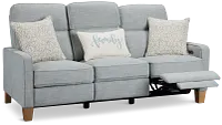 Bayside Light Blue Fabric Power Reclining Sofa