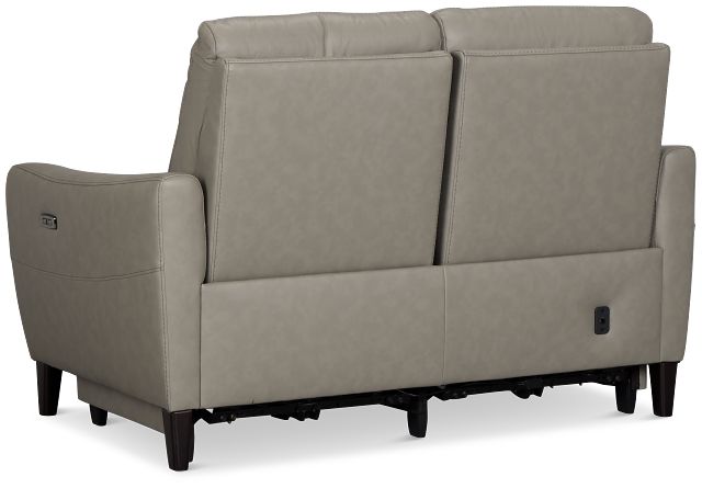 Keaton Gray Lthr/vinyl Power Reclining Loveseat W/ Power Headrest