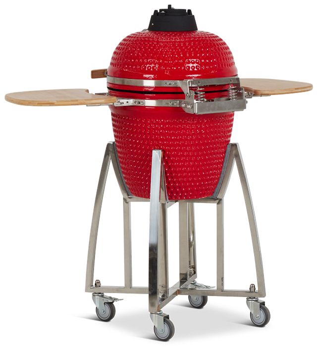 Kamado Red 18" Charcoal Grill With Base (3)