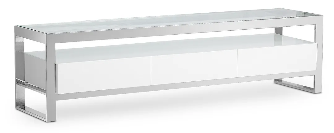 Miami White Glass Tv Stand