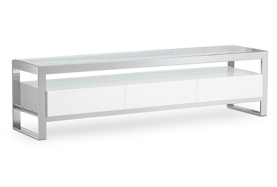 Miami White Glass Tv Stand