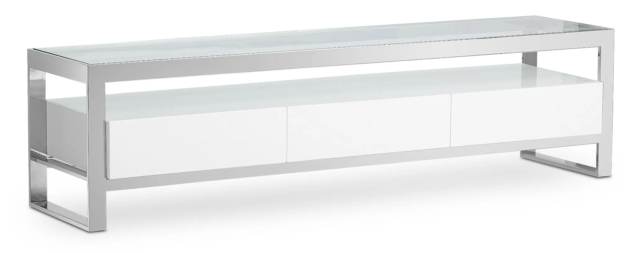 Miami White Glass Tv Stand