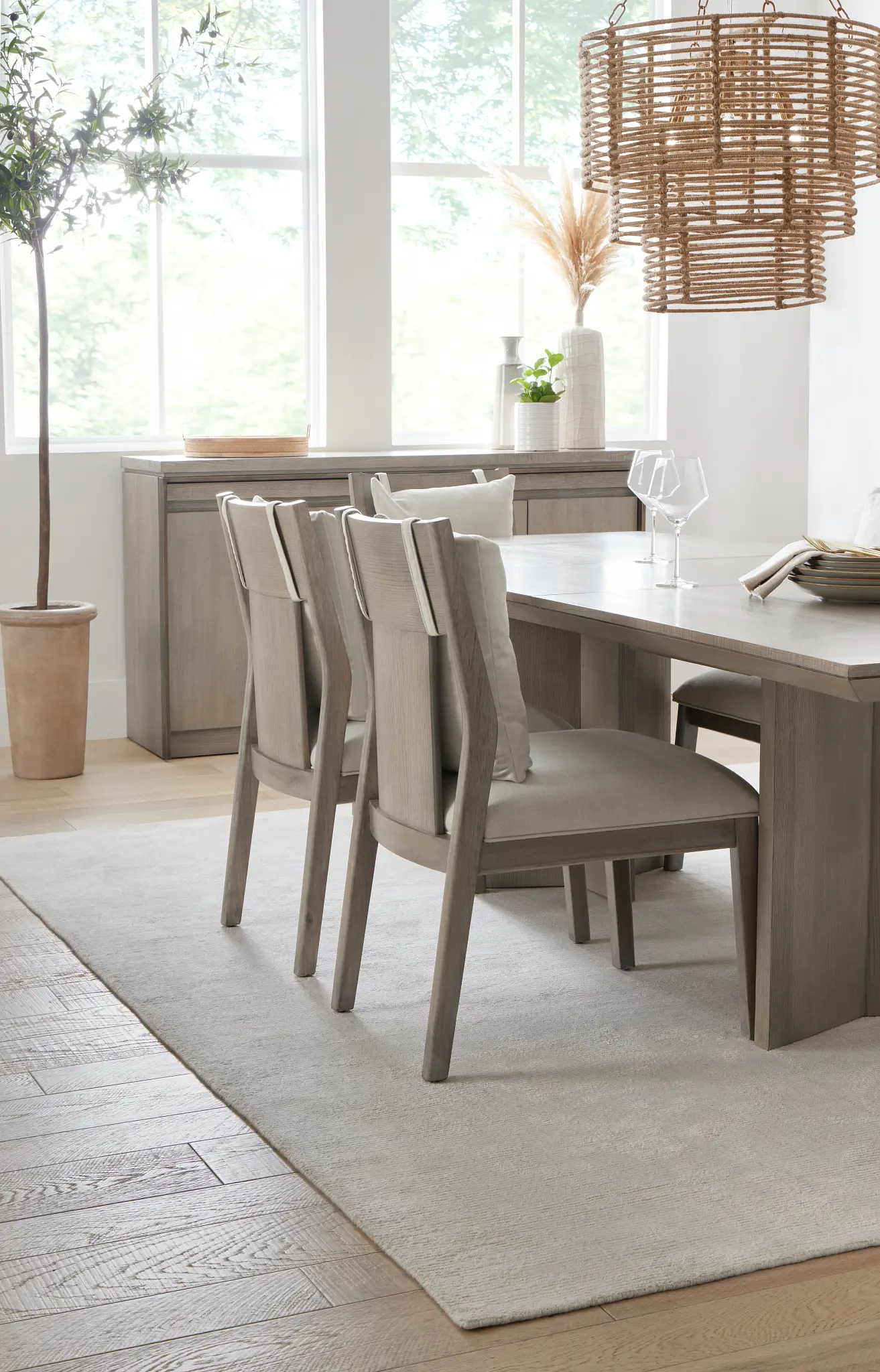 Pasadena Light Tone Rectangular Table & 4 Upholstered Chairs Pasadena Light Tone Rectangular Table & 4 Upholstered Chairs