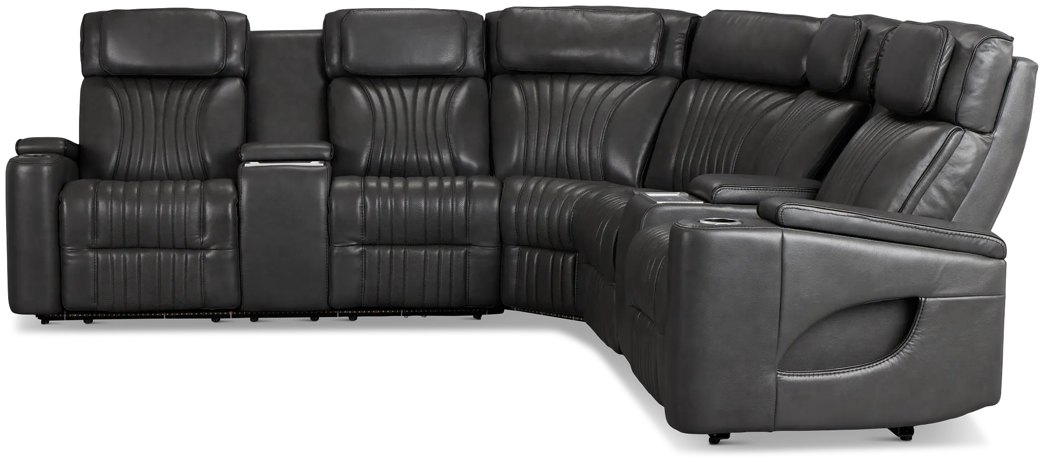 Nova Dark Gray Lthr/vinyl Medium 2-arm Triple Power Massage Sectional Nova Dark Gray Lthr/vinyl Medium 2-arm Triple Power Massage Sectional