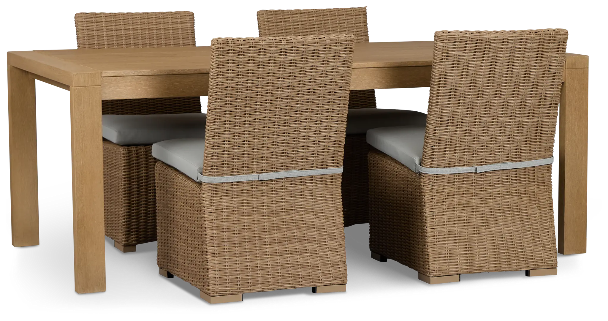 Montecito Mid Tone Rectangular Table & 4 Light Blue Cushioned Chairs Montecito Mid Tone Rectangular Table & 4 Light Blue Cushioned Chairs