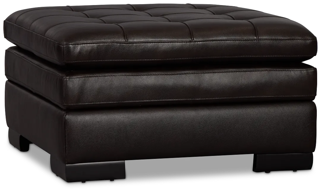 Braden Dark Brown Leather Storage Ottoman
