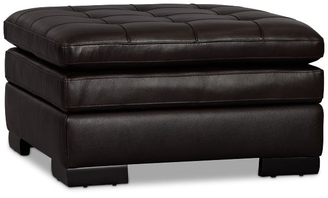 Braden Dark Brown Leather Storage Ottoman