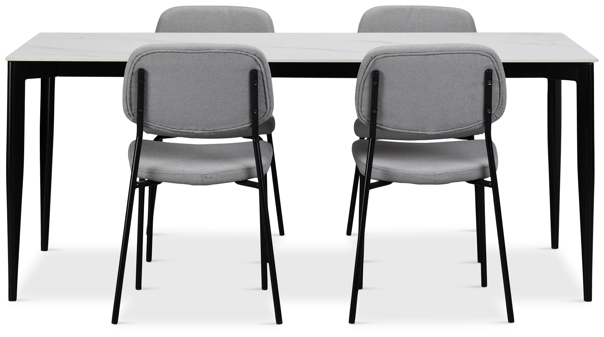 Andover White Rect Table & 4 Gray Upholstered Chairs Andover White Rect Table & 4 Gray Upholstered Chairs