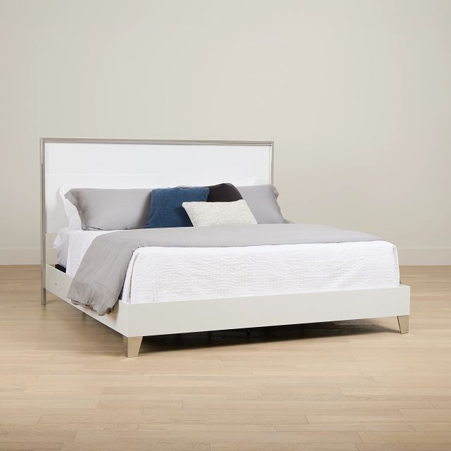 Doral White Panel Bed With Lights