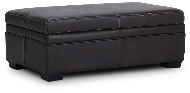 dark brown leather foot stool