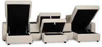 Addie Beige Fabric 6-piece Home Theater With Storage Consoles