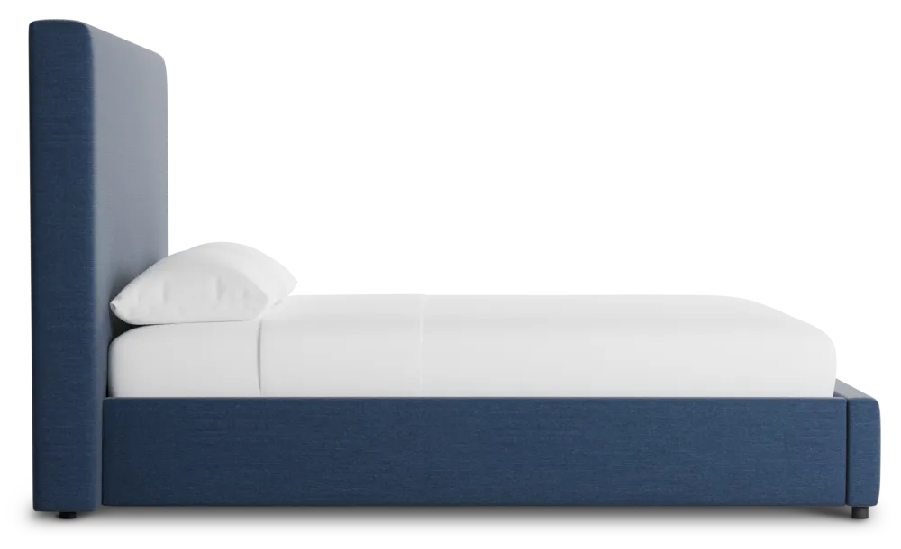 Grayton Peyton Dark Blue 54" Upholstered Platform Bed