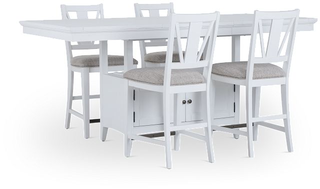 Heron Cove White High Table & 4 Barstools