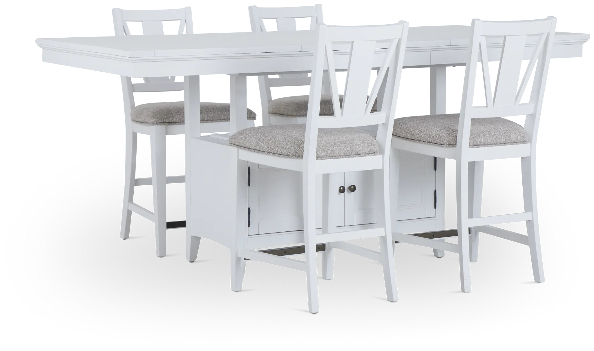 Heron Cove White High Table & 4 Barstools