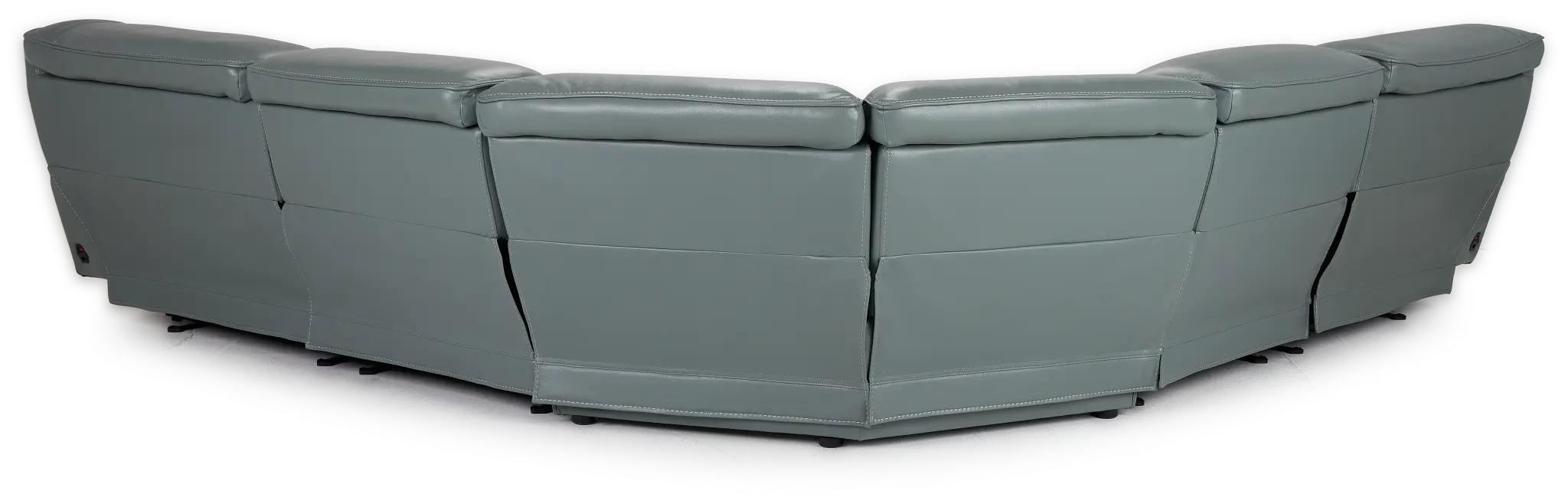 Reign Green Lthr/vinyl Small Two-arm Power Reclining Sectional Reign Green Lthr/vinyl Small Two-arm Power Reclining Sectional