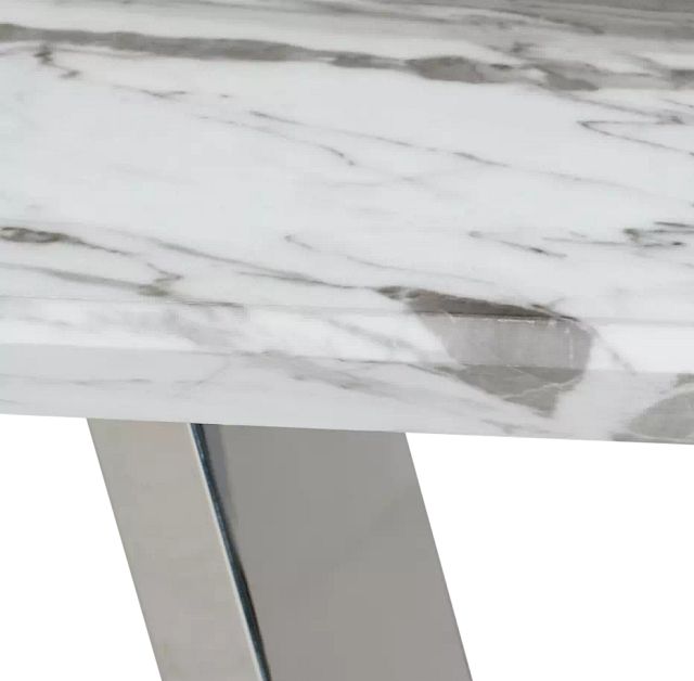 Capri White 70" Rectangular Table With Stainless Steel Legs