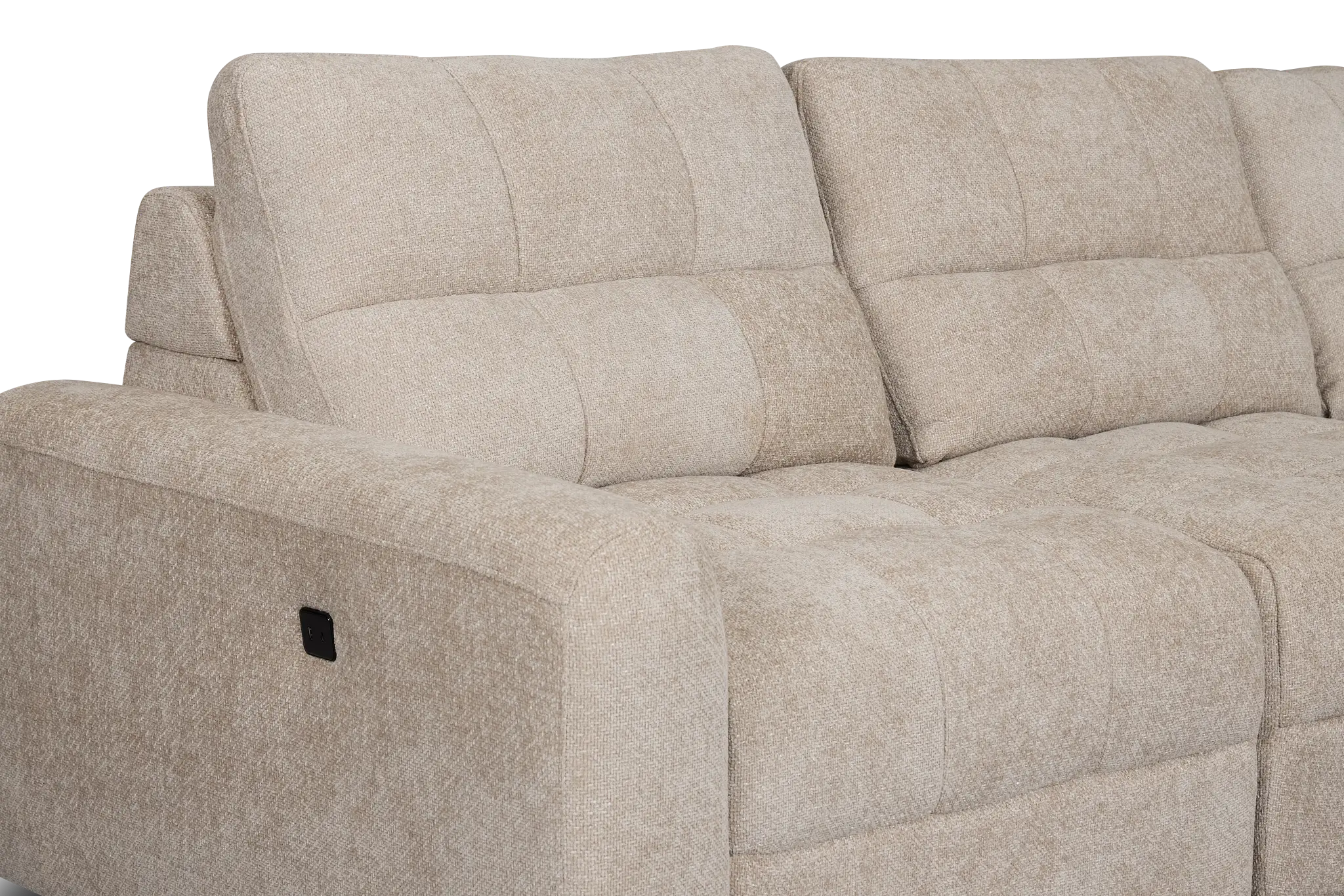 Hendrix Light Taupe Fabric Medium Dual Power 2 Arm Extension Chaise Sectional Hendrix Light Taupe Fabric Medium Dual Power 2 Arm Extension Chaise Sectional