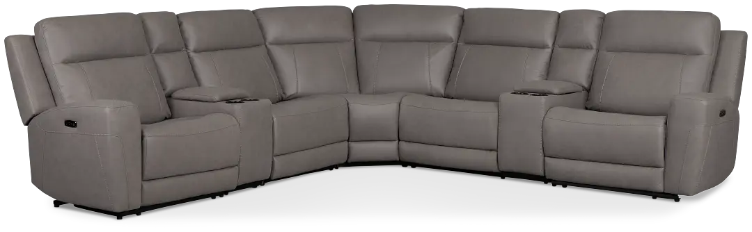Colton Light Gray Micro Large Dual Power Reclining Two-arm Sectional Colton Light Gray Micro Large Dual Power Reclining Two-arm Sectional