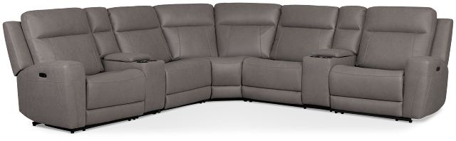 Colton Light Gray Micro Large Dual Power Reclining Two-arm Sectional