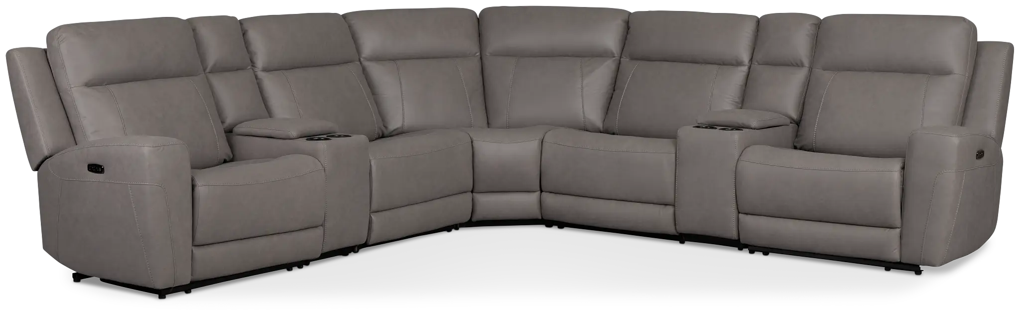 Colton Light Gray Micro Large Dual Power Reclining Two-arm Sectional Colton Light Gray Micro Large Dual Power Reclining Two-arm Sectional