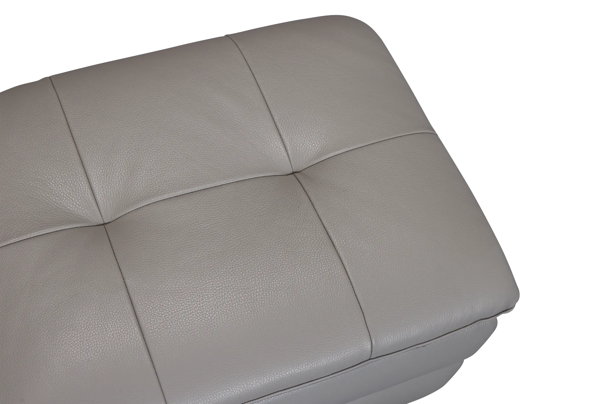 Rowan Gray Leather Ottoman