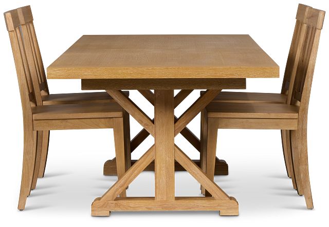 Nantucket Light Tone Trestle Table & 4 Light Tone Chairs