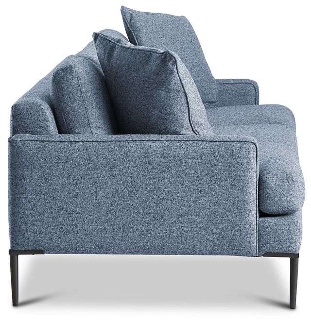 Morgan Blue Fabric Sofa With Metal Legs