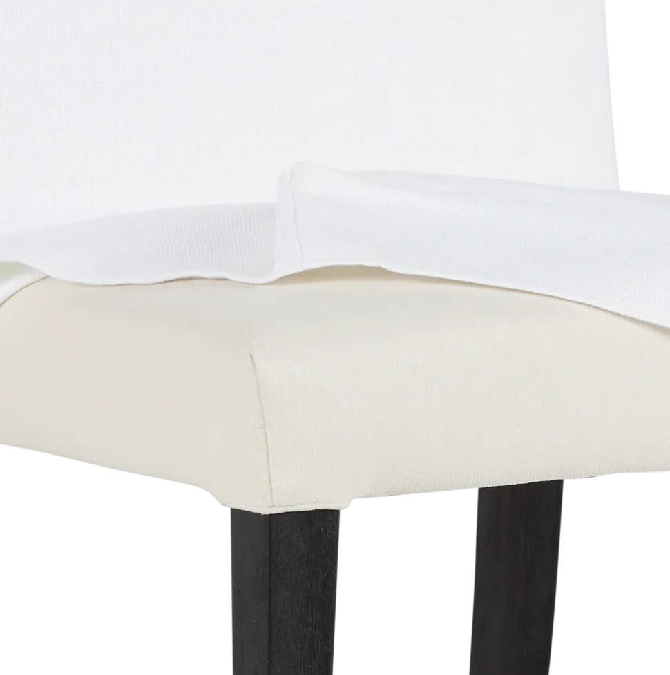 Destination White Short Slipcover Chair With Dark-tone Leg