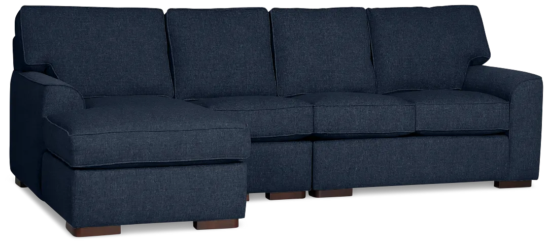 Sinclair Dark Blue Fabric Small Left Chaise Sectional