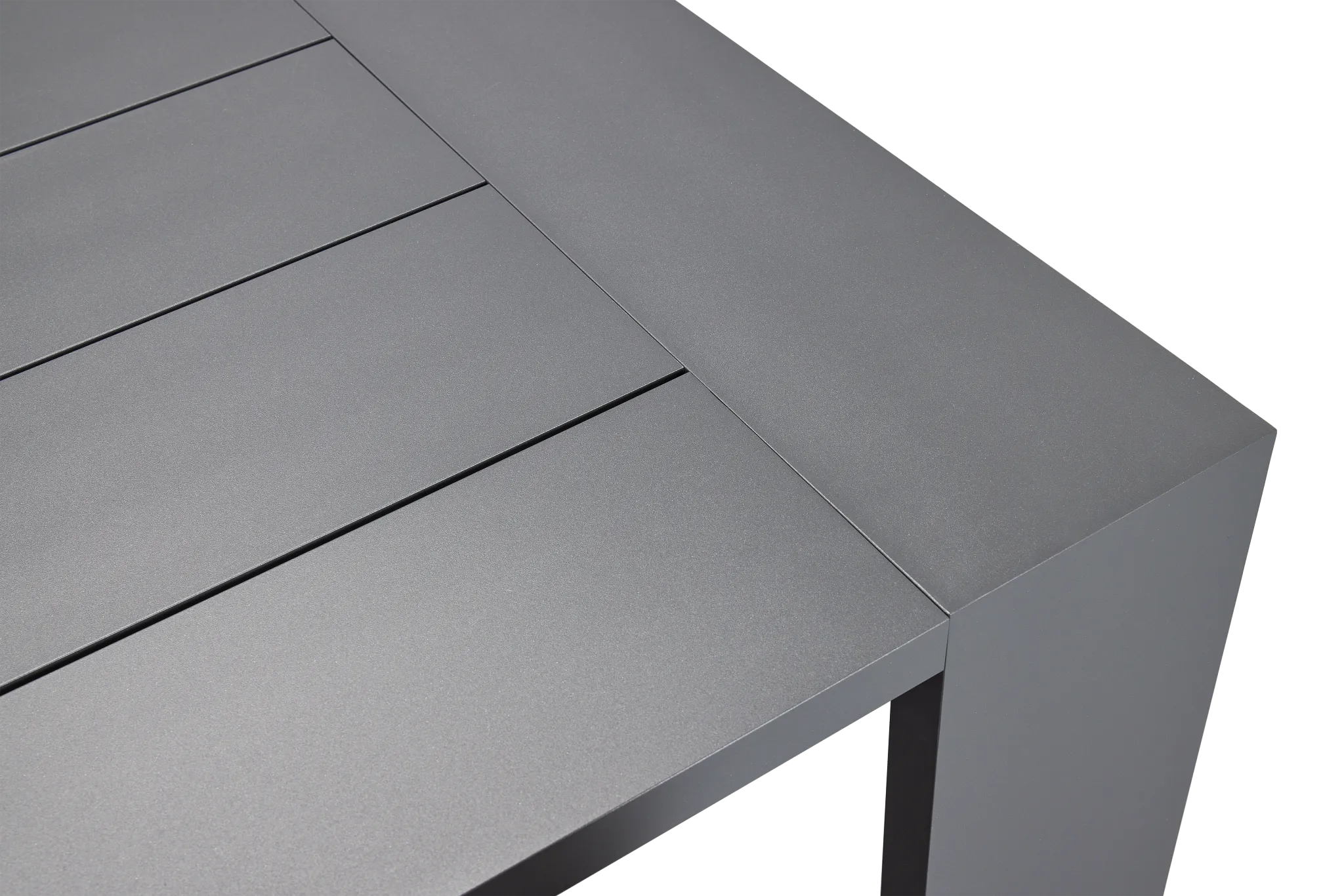 Linear Dark Gray 70" Aluminum Table & 4 Teak Sling Side Chairs