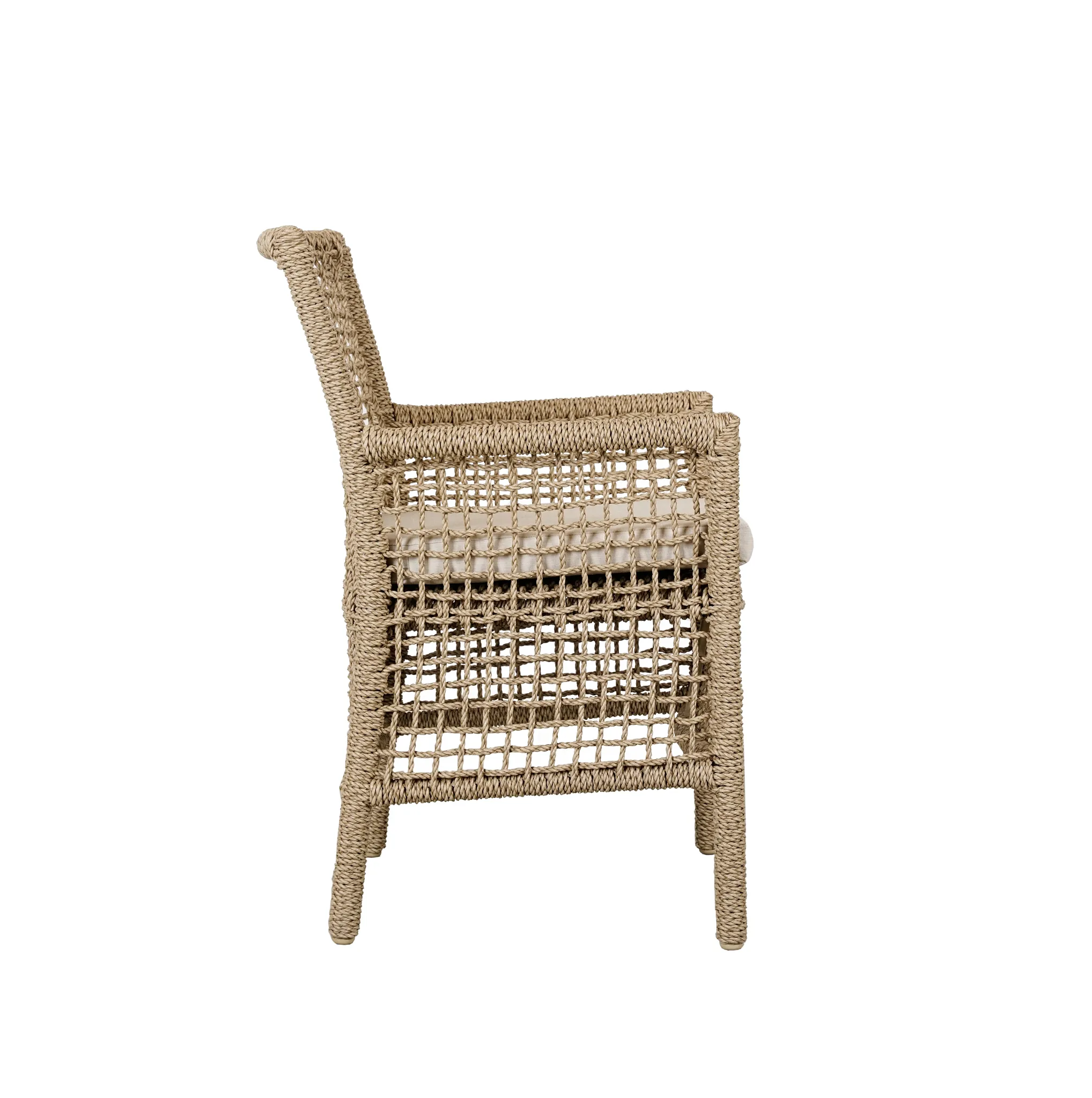Ryan Light Beige Woven Cushioned Arm Chair