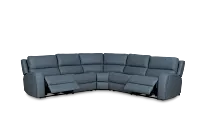 Summit Blue Lthr/vinyl Small Two-arm Power Reclining Sectional