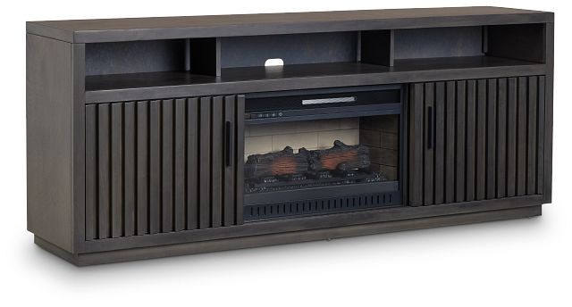 Ithaca Dark Gray 74" Tv Stand With Fireplace Insert (1)