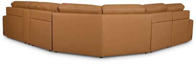 Rudy Brown Lthr/vinyl Medium Tri Power 2 Arm Extension Chaise Sectional