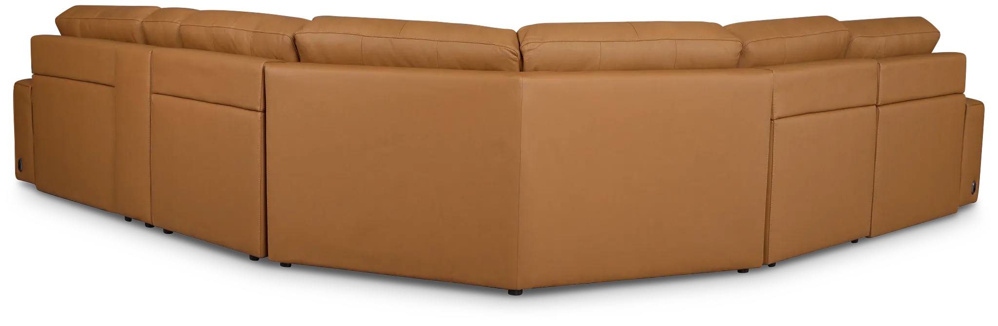 Rudy Brown Lthr/vinyl Medium Tri Power 2 Arm Extension Chaise Sectional