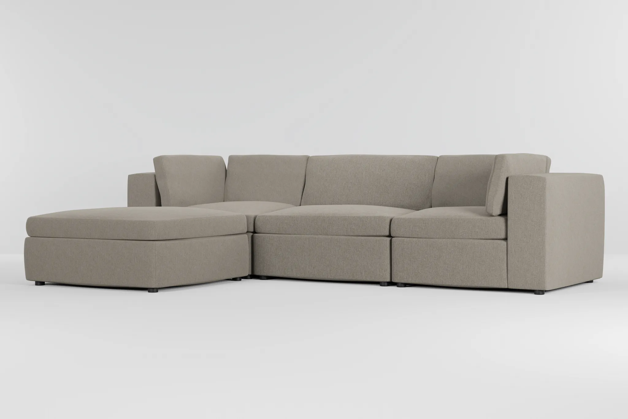 Destin Elevation Khaki Fabric 4-piece Bumper Sectional