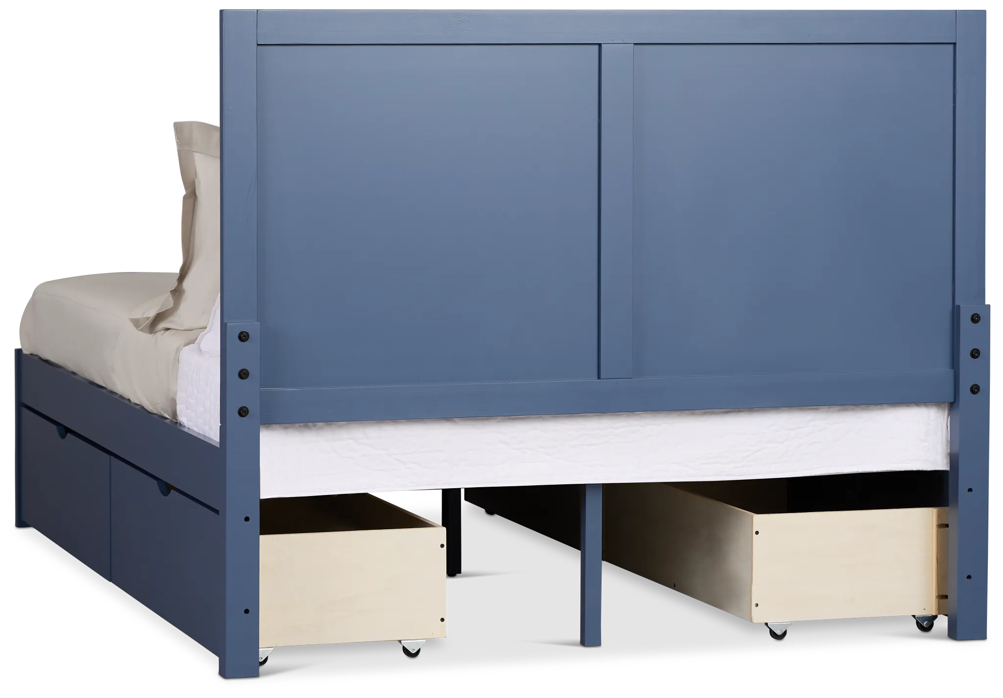 Charleston Dark Blue Panel Bed With 4 Storage Drawers