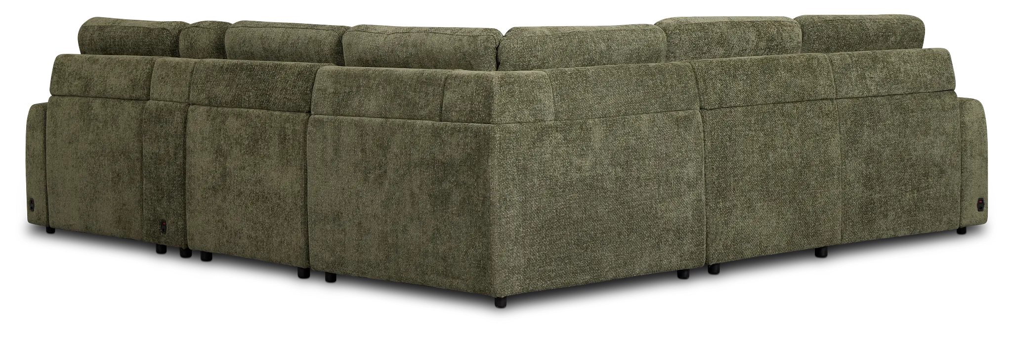 Hendrix Green Fabric Medium Dual Power 2 Arm Extension Chaise Sectional