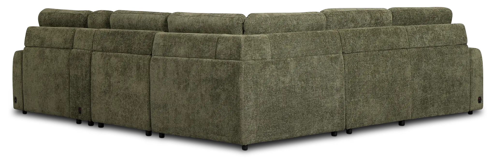 Hendrix Green Fabric Medium Dual Power 2 Arm Extension Chaise Sectional Hendrix Green Fabric Medium Dual Power 2 Arm Extension Chaise Sectional
