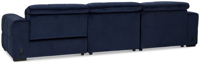 Gemma Navy Velvet Left Chaise Power Reclining Sectional