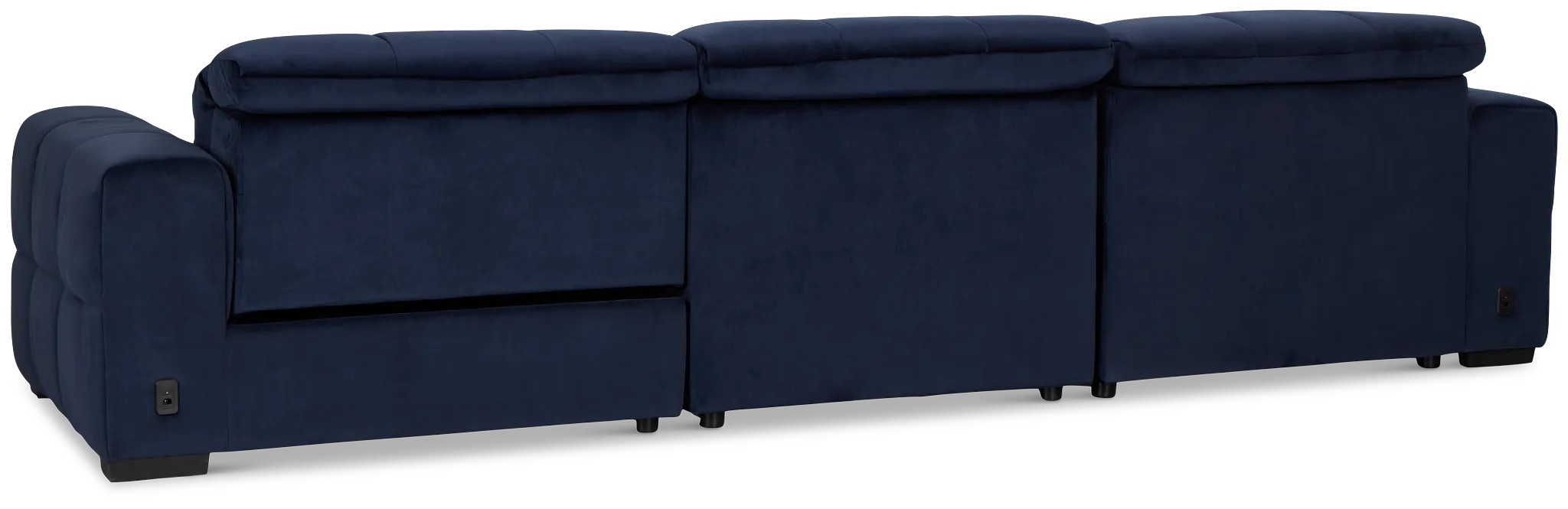 Gemma Navy Velvet Left Chaise Power Reclining Sectional