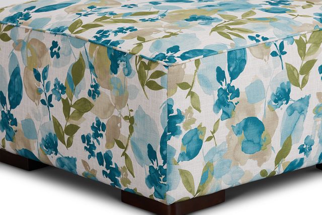 Wellstone Teal Fabric Cocktail Ottoman