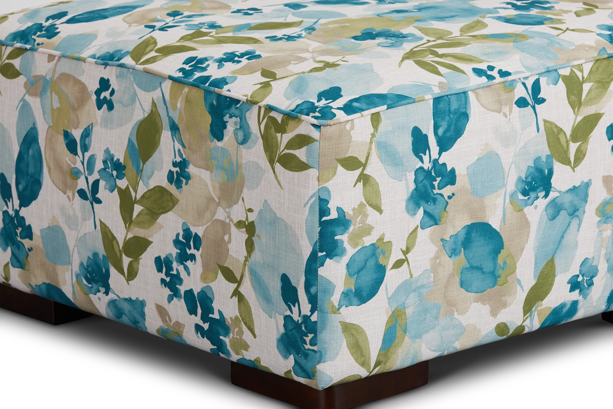 Wellstone Teal Fabric Cocktail Ottoman