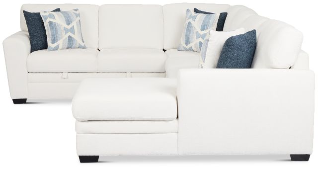 Everly White Fabric Medium Right Chaise Storage Sectional