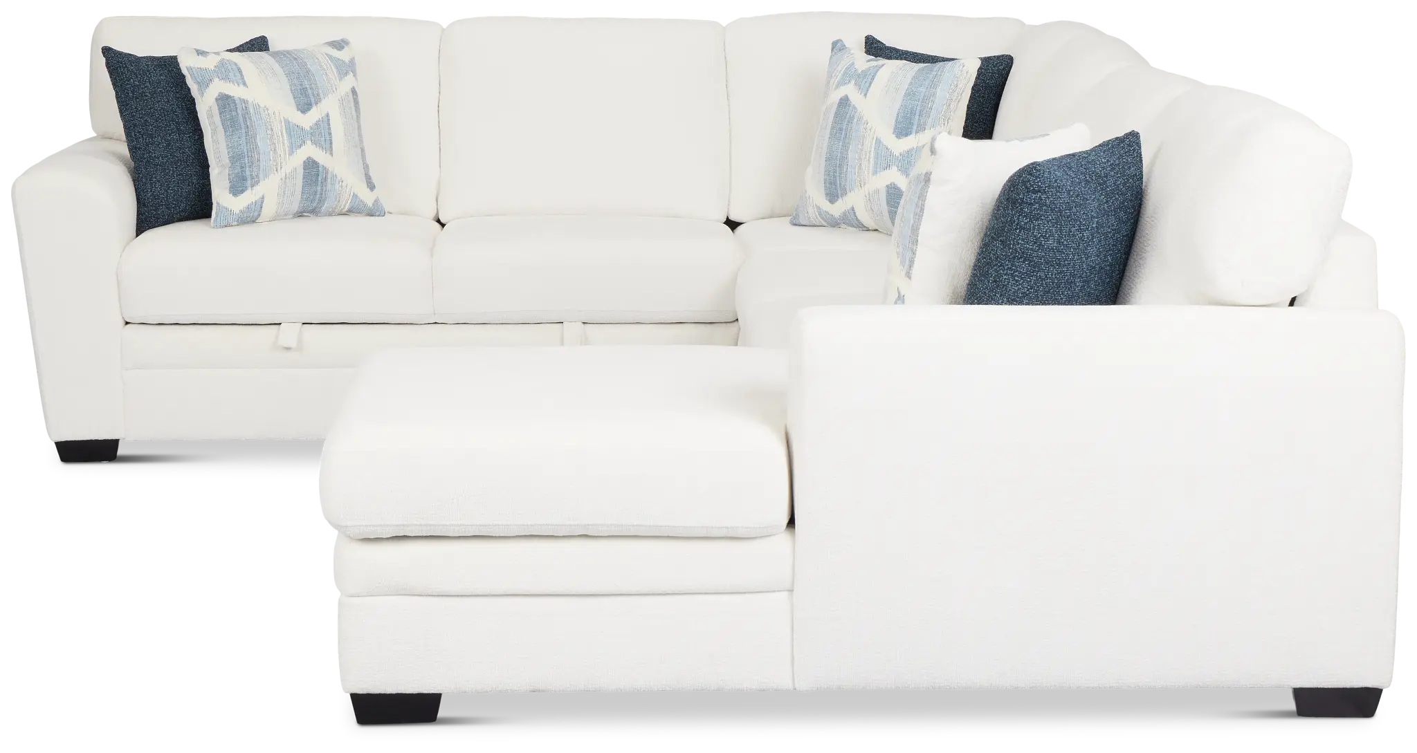 Everly White Fabric Medium Right Chaise Storage Sectional Everly White Fabric Medium Right Chaise Storage Sectional