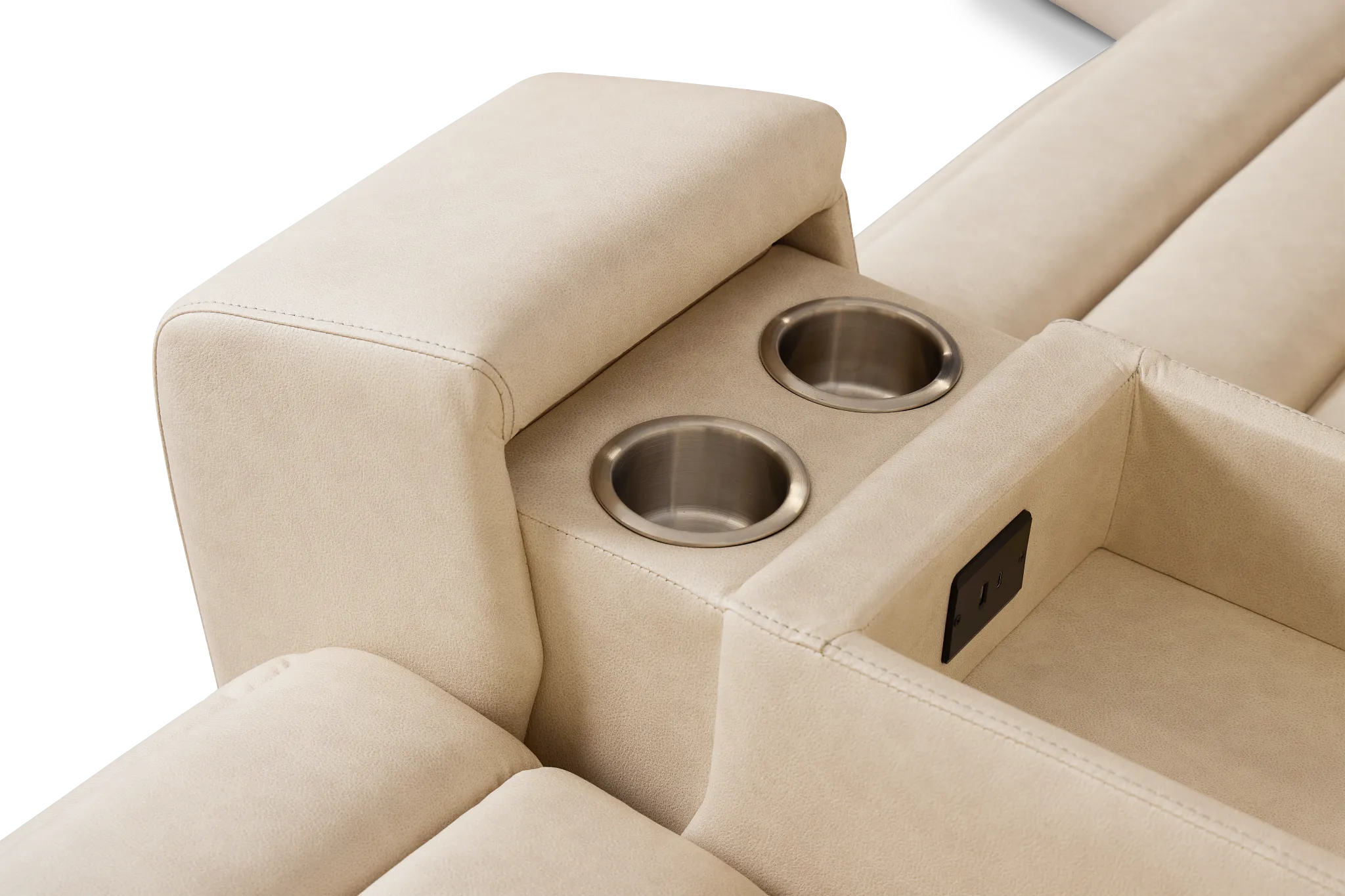 Sawyer Ivory Micro Medium Triple Power 2-arm Sectional